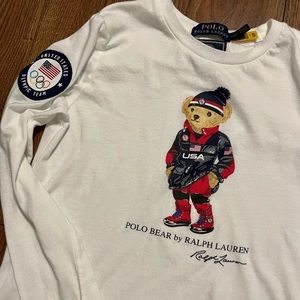 Polo Ralph Lauren 2022 Olympic Bear USA Shirt Boys Large Patched
